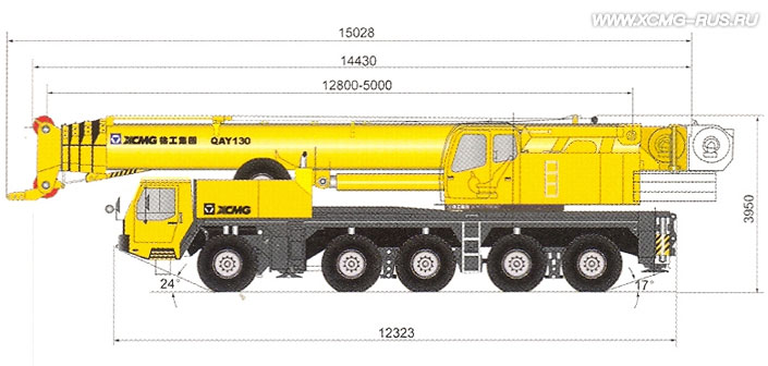 Размеры автокрана XCMG QAY130