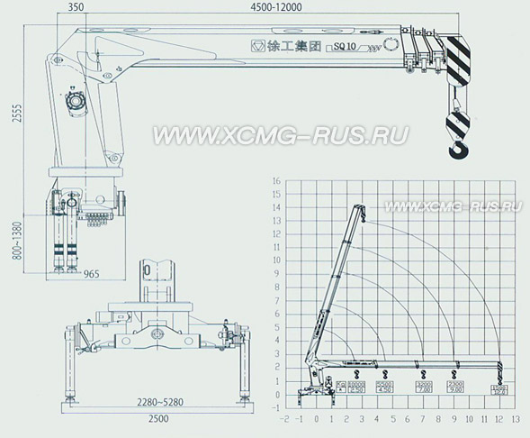 Размеры КМУ XCMG SQ10SK3Q